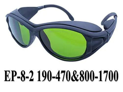 Top Shelf Heavy Duty Laser Safety Glasses With Wide Spectrum Filtering For UV And Infrared Light, wraparound PC design.