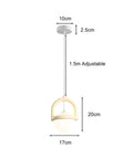 HLRCB Indoor Pendant Light, Cream White, Globe Shade Suspended Mount with adjustable height, detailed dimensions shown.