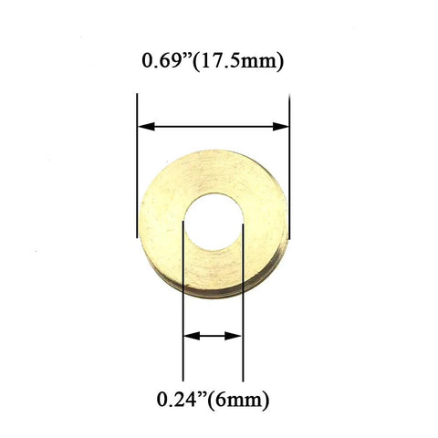 Slick Brushed Copper Mirror Screws With Solid Brass Washers Zero Hassle Install decorative brass washer measuring 0.69" with a central hole.