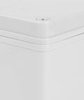 Built Tough Weatherproof Outdoor Junction Box With Mounting Plate For Electrical Distribution ABS Plastic IP67 Waterproof Enclosure Heavy Duty DIY Electrical Box 200mm By 150mm By 100mm white ABS corner close-up
