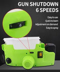 Close-up of Heavy Duty Cordless Paint Sprayer Backpack featuring adjustable speed dial for precise control.