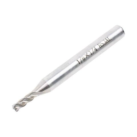 End mill cutter, 1/8 in shank x 1/4 in diameter, HSS, 4-flute straight