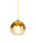 Gradient Gold Glass Globe Pendant Light For Kitchen Island Dope Glow Sphere Fixture with illuminated glass ball and cable