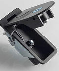 Sealed compression latch, black powder-coated zinc alloy, flush-mount with trigger lever, front view