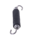 Close-up of 2 Pack 85mm Stainless Steel Exhaust Spring Hooks for Motorcycle Universal Fit, heavy-duty hardware with silica gel lined ends.