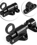 Tough As Nails Aluminum Spring Loaded Sliding Door Lock Latch With Rock Solid Grip And Pull Ring Bounce Automatic Gate Bolt Plus Window Safety Hasp For Home Interior Exterior Doors Easy Install Sturdy Secure Hardware Setup in black finish.