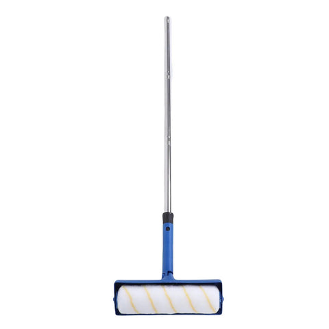 Adjustable 10 Inch Paint Roller Kit With Slick Telescopic Pole For No Sweat Ceiling And Wall Painting Rotating Handle Eases Wrist Strain For Quick Furniture Refreshes On The Regular, featuring a steel shaft and white roller.