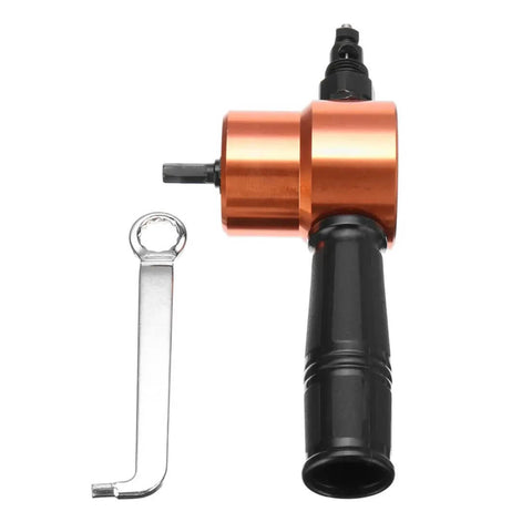 Power Drill Nibbler Attachment For Metal Sheets With Double Blade, 360 Degree Adjustable Head, DIY Friendly, Orange with Wrench Kit