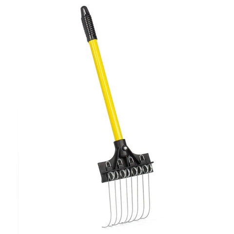 Mini Rake With 18 Inch Handle And 6 Inch Head Lightweight Fiberglass Design Durable Steel Tines For Gardening De Thatching Lawn Care And Professional Landscaping