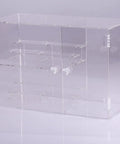 Transparent Folding Hinge Kit 20 Pieces 25x34mm Clear Acrylic display case with cabinet tool installed.