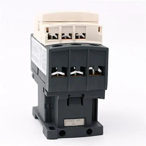 Heavy Duty Three Phase Contactor 25A 120V Coil 3 Pole 3NO 440V AC Contactor for motor control, industrial grade, front view.