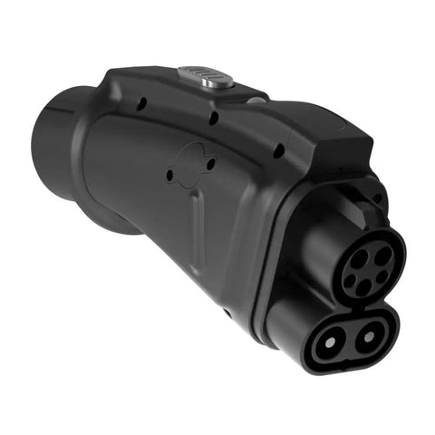 Close-up view of the Road Ready CCS To CHAdeMO EV Fast Charging Adapter DC 1000V 250A Japanese Plug And Play connector.