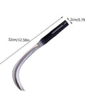 Two Piece Durable Mowing Sickle Garden Tool Set For Weeding, Harvesting, And Cultivation With A Comfortable Grip. 32cm size with measurements.