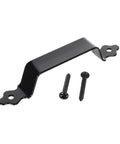 Heavy Duty 7 Inch Gate Handle In Zinc Plated Steel With Easy Grip Ornamental Fence Gate Pull For Interior And Exterior Use Perfect For Gates Doors Garages Barns Black Finish, with screws