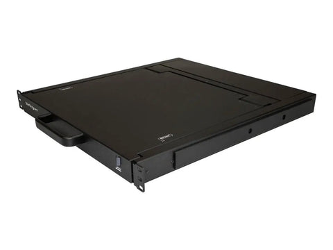 Top Tier Heavy Duty 17 Inch Rack Mount KVM Console Drawer With VGA And USB Ports For Any Switch 1U Height Server Rack Monitor 1280X1024 LCD zero hassle slide tray in black steel design.