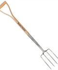 Stainless Steel Digging Fork With Ash Wood Handle, Y Shaped Garden Tool For Heavy Duty Digging, Extended Shank, Smooth Rivets