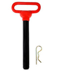 Heavy Duty 1 Inch Trailer Hitch Pin With Red Rubber Coated Handle, 7-1/2 Inch Usable Length, Secure Clip For Tractors, Trailers And Farm Implements
