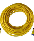 Pro Grade Heavy Duty 100 Foot 14 Gauge 3 Wire Industrial Cordset With Smart Monitor coiled and ready for work.