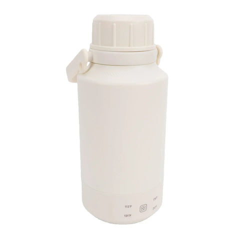 Portable Electric Water Boiler Kettle Slick One Liter Build With Precise Temp Dial And Auto Shut Off Switch Built For Road Trips And On The Go Caffeine Runs Includes Us Standard Plug in white color with measurement markings.