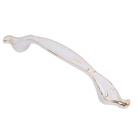Front view of 10 Pack Ivory White Cabinet Pulls Three Point Eight Inch Vintage Aluminum Alloy Drawer Handles for Kitchen Cabinets.