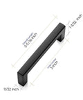 30 Pack Solid Zinc Slim 3 Inch Center To Center Square Bar Drawer Handles Matte Black Kitchen Cabinet Hardware Pulls dimensions