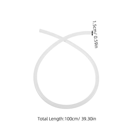 Silicone Steam Hose For Home Sauna, 39 Inch Flexible Steamer Tube coiled with length and diameter annotations