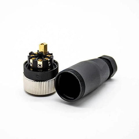 M12 A Code Waterproof Circular Cable Connector With Field Installable Screw Termination Unshielded Straight 8 Pin Female Aviation Plug
