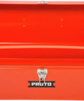 Red General Purpose Tool Box With Removable Steel Tote Tray, lid open, showing internal compartment, heavy duty side handles visible