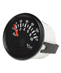 Front view of a 52mm oil pressure gauge with black dial, red needle, backlit display.