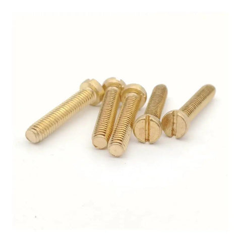 Top Tier Brass Slotted Cheese Head Screws Bulk Set M2 Through M8 Metric Fasteners with low profile cylindrical heads, assorted M2-M8.