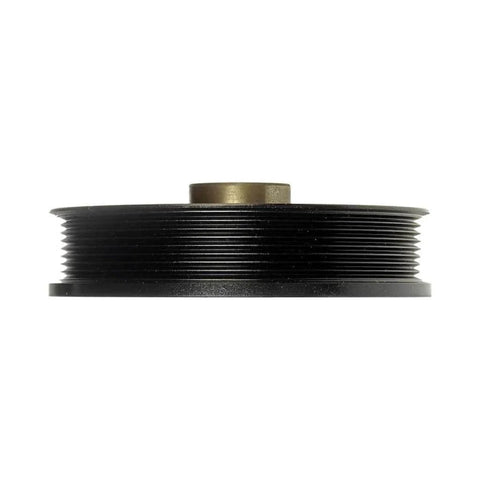 Side view of Ford F-150 Harmonic Balancer Replacement Bolt-On Black Serpentine Drive Belt with Keyway, OEM 1L3Z6312AA