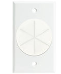 Slick Grommet Wall Plate For In-Wall Cable Management And Wire Concealment To Clean Your Rig Via Hdmis Ethernet And Speaker Cable Routing Through Walls Making Room And Showcasing Smooth Durable Abs White Finish, front view.