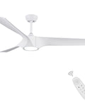 56 Inch Ceiling Fan With Lights Remote Control Dimmable LED Light Reversible DC Motor Indoor Outdoor White Ceiling Fan For Patio Bedroom And Living Room Modern Design, showing 3-blade design with remote.