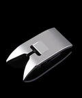 Sewing machine presser foot, chrome metal, universal snap-on for zigzag and straight stitches.