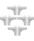 Set of 8 white silicone corner guards for furniture edges and kitchen table corners, soft cushioned protectors against bumps and collisions.