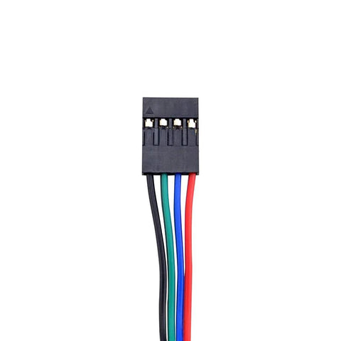 Front view of STEPPERONLINE 1 m 4-to-6 pin stepper cable with six colored leads in a black connector housing