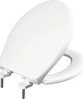 Commercial Heavy Duty Closed Front Toilet Seat With Cover No Slam Secure Stay-Tite Installation Industrial Grade White Round Seat For High-Traffic Restrooms Made In USA
