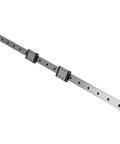 LMLF18B-500-2R Miniature Linear Guide Rail with 2 Sliding Blocks, 500mm x 18mm Precision Linear Motion System, angled view.