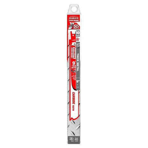 Diablo DS0908CF10 9-inch Steel Demon carbide-teeth reciprocating saw blades for thick metal, 8 TPI, 10-pack