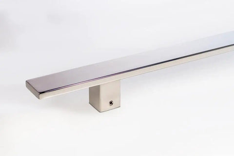 18 Inch One Sided Modern Door Handle In Stainless Steel With Chrome Mirror Polish Finish Slick Flat Bar Pull For Entry Doors Shower Glass Barn Doors And Interior Exterior Commercial Use, side view