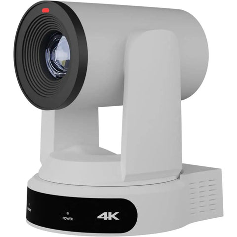 Slick 4K PTZ Camera Five Pack With 30x Optical Zoom And Crisp Streaming Includes Pro Joystick Controller Five Wall Mounts Cleaning Kit And Cable Straps For Smooth Broadcast Setup Every Time, close-up angle of camera head showing lens.