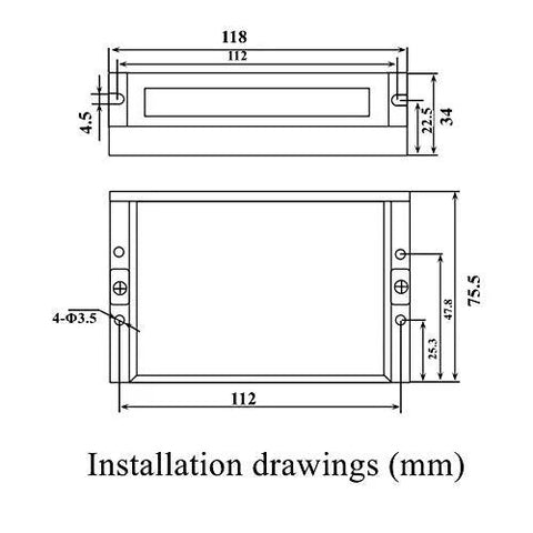 DM556 CNC digital stepper driver installation drawings showing front and side views with millimeter dimensions