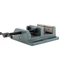 Low Profile Drill Press Vise LP6 6 Inch Jaw Width 6 Inch Opening 2 Inch Jaw Depth visible on machine table