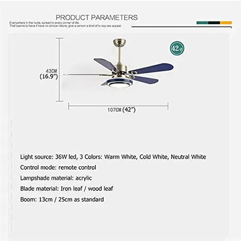 Modern Ceiling Fan With Built In LED Lights Remote Control And Three Warm Color Options Smooth Spinning Blades ceiling fan dimensions and materials