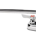 Side view of Heavy Duty Deck Mount Commercial Faucet With 12 Inch Swing Spout On 4 Inch Centers One Quarter Turn Ceramic Valves 1.8 GPM Flow.