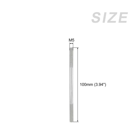 Diagram showing Double Ended Stud Screws M5 100mm Length, 304 Stainless Steel, size details for home repair and appliance projects.