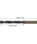 Top Shelf Heavy Duty Workhorse 12 mm Straight Shank Twist Drill Bit, 150mm length, gold-coated for metal and wood drilling.