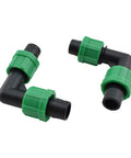 Two 90 Degree Drip Irrigation Elbow Fittings Set For 16 To 17 mm Tubing Barbed Locking with Twist Lock Design, 8 Pc Green Kit
