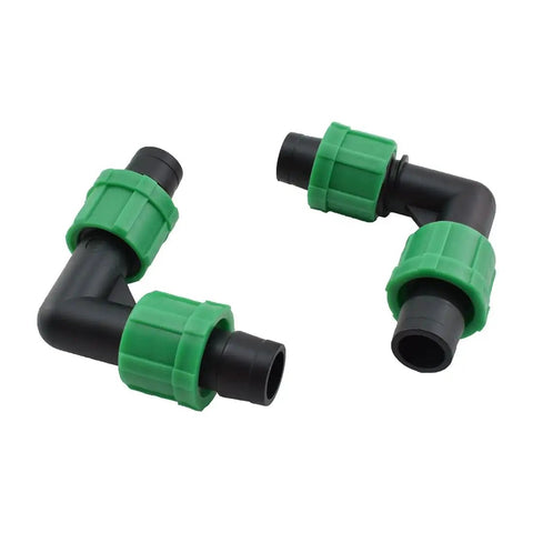 Two 90 Degree Drip Irrigation Elbow Fittings Set For 16 To 17 mm Tubing Barbed Locking with Twist Lock Design, 8 Pc Green Kit