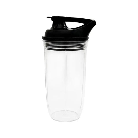 Replacement Square Pro Blender Blade Upgrade Kit With 18 and 24oz Cups And To Go Lid Compatible With Ninja Pro System BL621 And Nutri Ninja Blenders BL660 BL770 Durable Stainless Steel Blade For Smoothies And Shakes showcasing 24oz cup with lid.